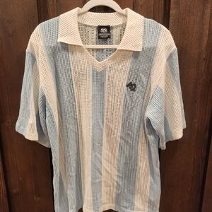 Argentina Light Blue and White Knit Polo Shirt